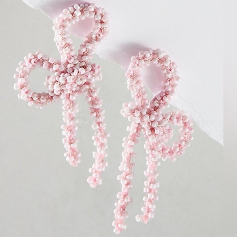 FREE PEOPLE Pink Brandy Bow Earrings